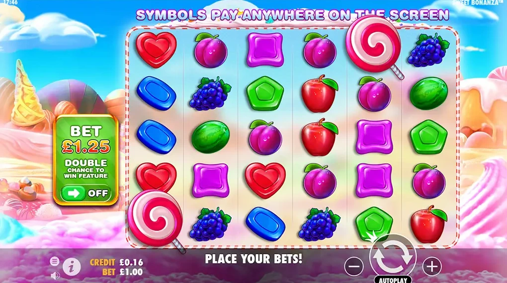 Игровой интерфейс Sweet Bonanza